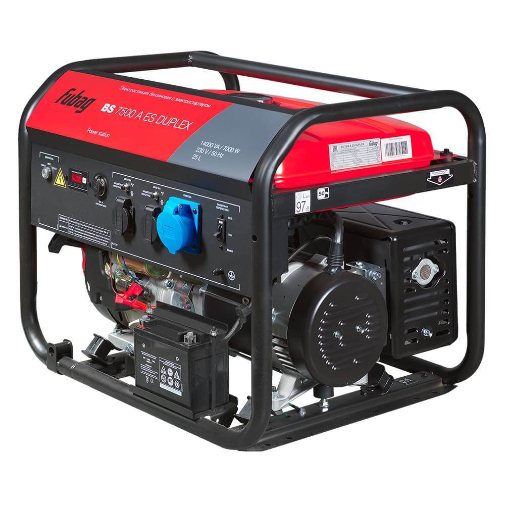 Бензогенератор Fubag BS 7500 A ES DUPLEX (641087) [7 кВт, 220В, бак 25л, электростартер, АВР как опция]